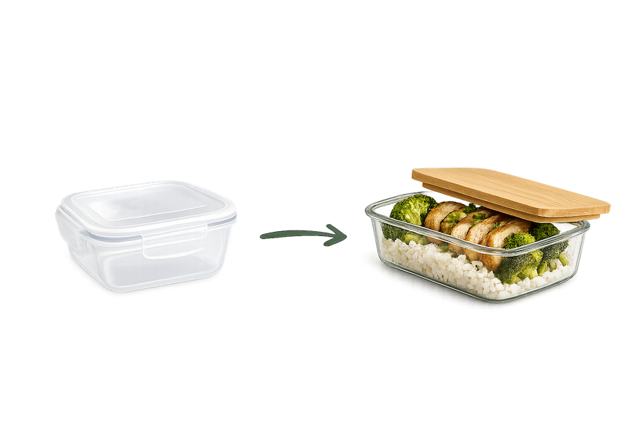 Byte från plastmatlåda till glasmatlåda